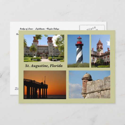 St. Augustine, Briefkaart van Florida (Voorkant / Achterkant)