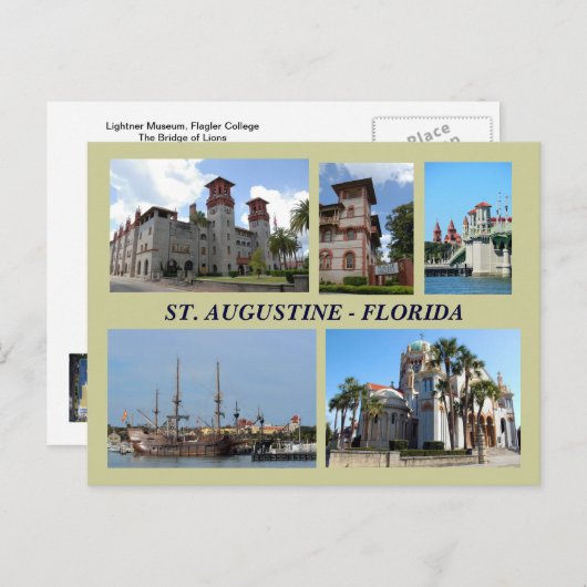 St. Augustine, Briefkaart van Florida (Voorkant / Achterkant)