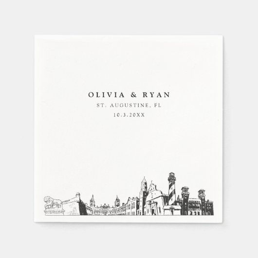 St. Augustine bruiloft cocktail servet (Voorkant)