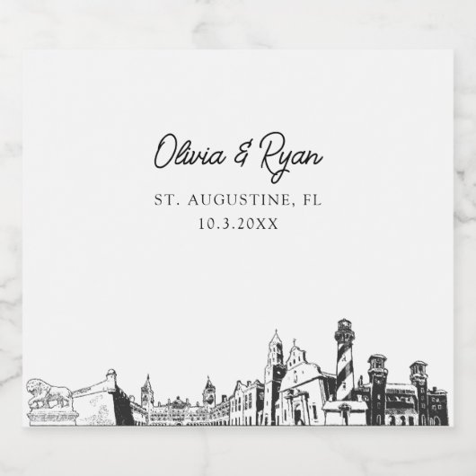 St. Augustine bruiloft gepersonaliseerde champagne Sparkling Wijnetiket (Enkel label)