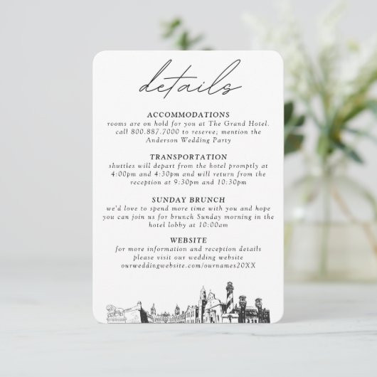 St Augustine bruiloft kleine verticale details Informatiekaartje (Staand voorkant)