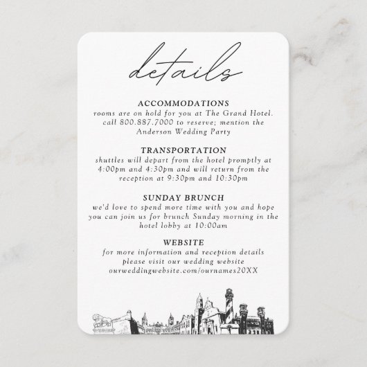 St Augustine bruiloft kleine verticale details Informatiekaartje (Voorkant)