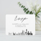 St Augustine Bruiloft Minimalistische Schets RSVP Informatiekaartje (Staand voorkant)