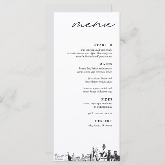 St. Augustine Bruiloft Receptie Diner Menu (Voorkant / Achterkant)