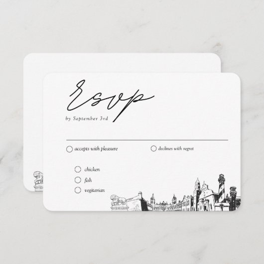 St Augustine Bruiloft Traditionele RSVP Maaltijden Informatiekaartje (Voorkant / Achterkant)