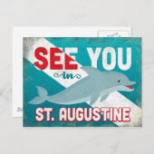 St Augustine Dolphin - Retro Vintage Travel Briefkaart (Voorkant / Achterkant)