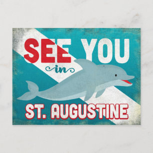 St Augustine Dolphin - Retro Vintage Travel Briefkaart