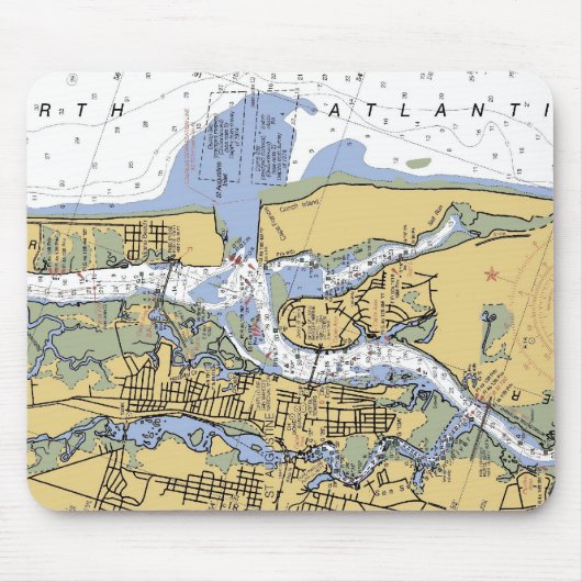 St. Augustine FL Nautical Harbour Chart mousepad Muismat (Voorkant)