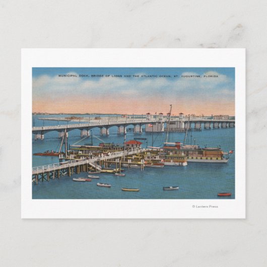 St. Augustine, FL - Uitzicht van de Brug van Lions Briefkaart (Voorkant)
