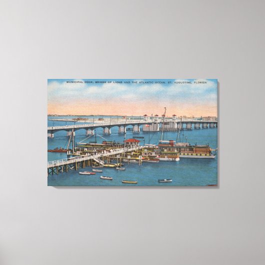 St. Augustine, FL - Uitzicht van de Brug van Lions Canvas Afdruk (Voorkant)