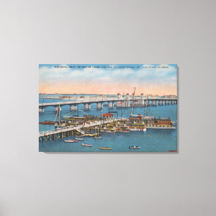 St. Augustine, FL - Uitzicht van de Brug van Lions Canvas Afdruk