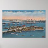 St. Augustine, FL - Uitzicht van de Brug van Lions Poster (Voorkant)