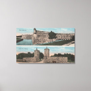 St. Augustine, FL - Uitzicht van Ft. Marion & City Canvas Afdruk