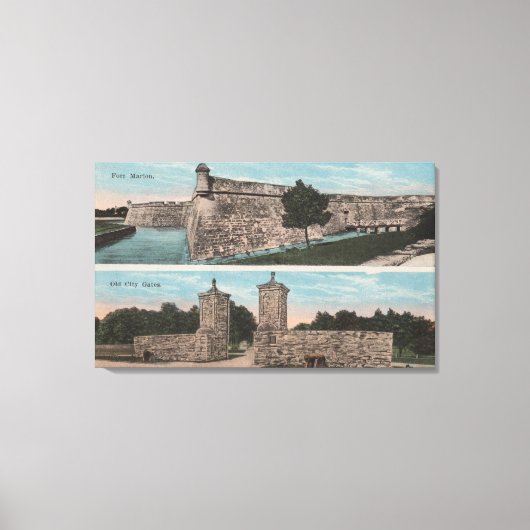 St. Augustine, FL - Uitzicht van Ft. Marion & City Canvas Afdruk (Voorkant)