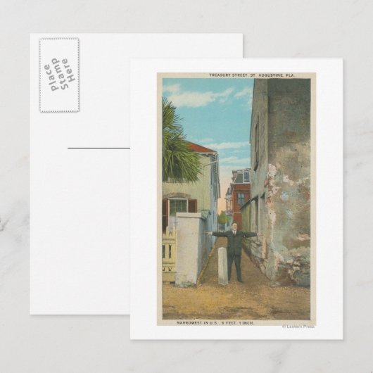 St. Augustine, FL - Uitzicht van Treasury Street & Briefkaart (Voorkant / Achterkant)