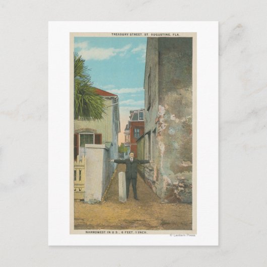 St. Augustine, FL - Uitzicht van Treasury Street & Briefkaart (Voorkant)