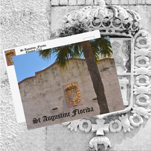 St Augustine FL Wapen van het Spaanse Rijk Briefkaart