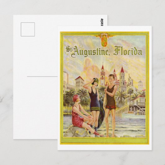 St. Augustine Florida  1920s illustratie Briefkaart (Voorkant / Achterkant)