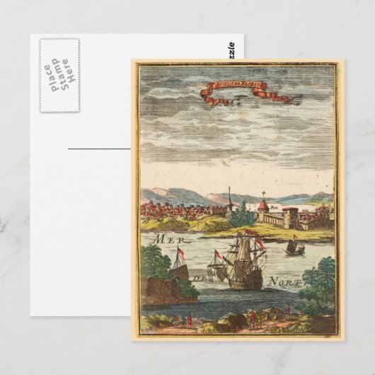 St. Augustine Florida Antiek 1686 Engraving Briefkaart (Voorkant / Achterkant)