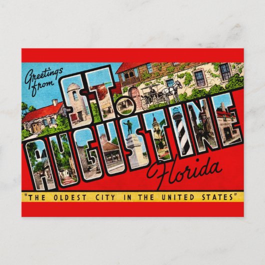 St Augustine Florida Antiek Briefkaart (Voorkant)