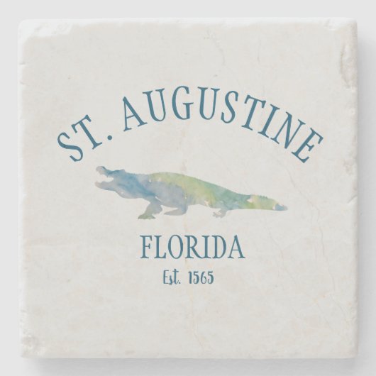 St Augustine Florida Est Beach Alligator Stenen Onderzetter (Voorkant)