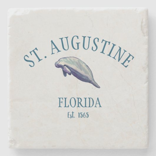 St Augustine Florida Est Beach Manatee Stenen Onderzetter (Voorkant)
