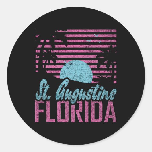 St. Augustine Florida Fl Citrus State Miami Vibes Ronde Sticker (Voorkant)