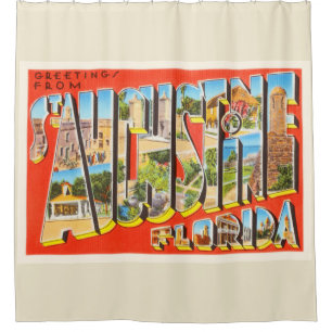 St Augustine Florida FL Vintage Travel Souvenir Douchegordijn