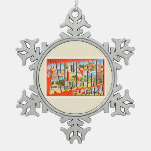 St Augustine Florida FL Vintage Travel Souvenir Tin Sneeuwvlok Ornament
