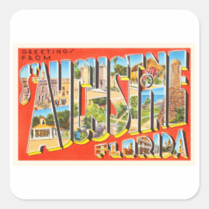 St Augustine Florida FL Vintage Travel Souvenir Vierkante Sticker