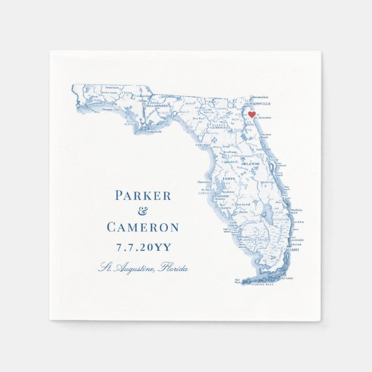St. Augustine Florida Kaart Elegante bruiloft Servet (Voorkant)