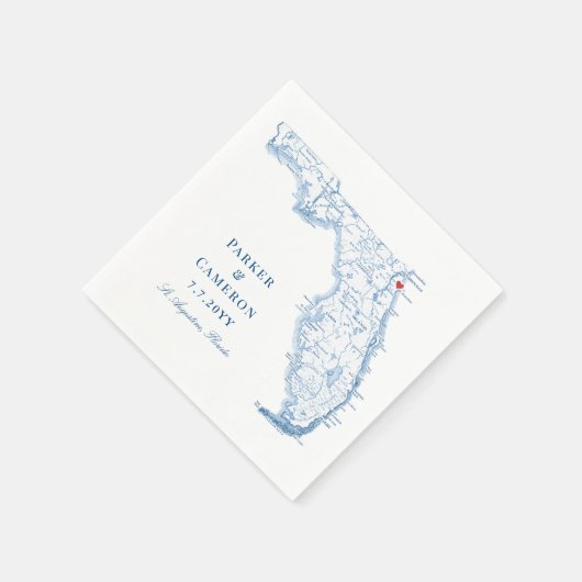 St. Augustine Florida Kaart Elegante bruiloft Servet (Hoek)