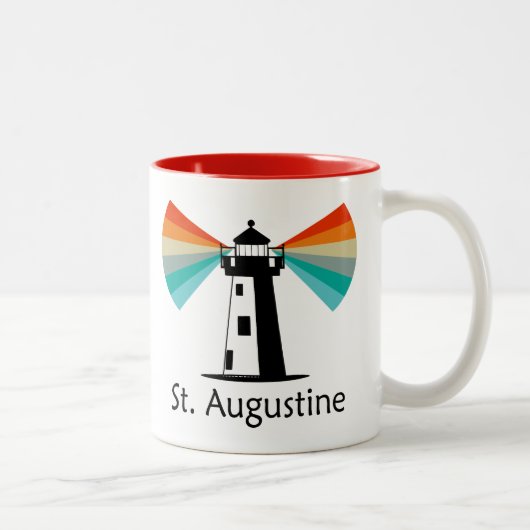 St. Augustine Florida Lighthouse Rainbow Tweekleurige Koffiemok (Rechts)