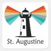 St. Augustine Florida Lighthouse Rainbow Vierkante Sticker (Voorkant)