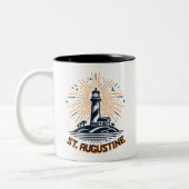 St. Augustine Florida Lighthouse Sunrise Tweekleurige Koffiemok (Links)