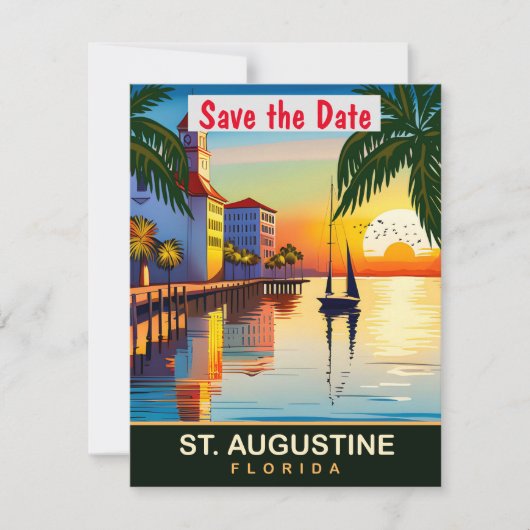 St Augustine Florida Pier Gouden Trouw Uitnodiging (Voorkant)