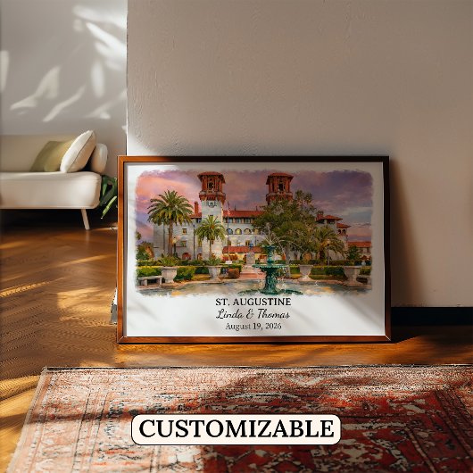 St. Augustine Florida Poster, Aquarel, Op Maat Poster