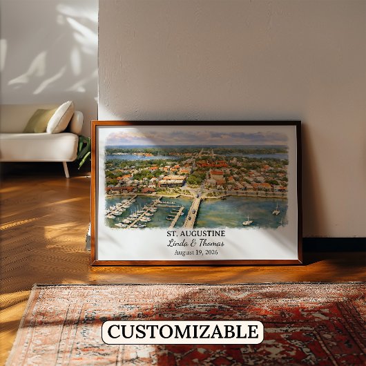 St. Augustine Florida Poster, Aquarel, Op Maat Poster