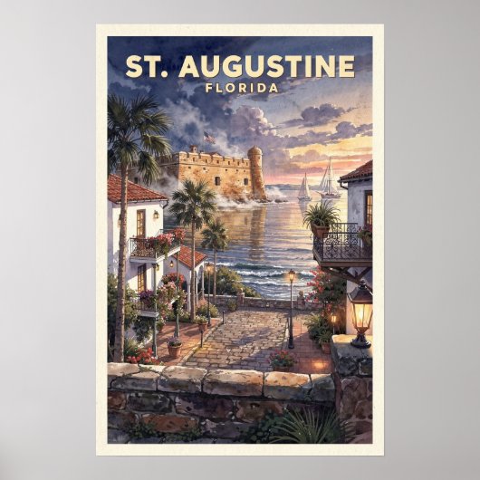 St. Augustine Florida Reis Reclamebord Poster (Voorkant)