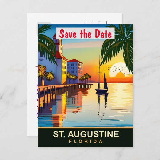 St. Augustine, Florida, Reisansichtkaart,  Save The Date (Voorkant / Achterkant)