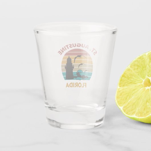 St Augustine Florida Retro Sunset Design Shot Glas (Achterkant)