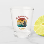 St Augustine Florida Retro Sunset Design Shot Glas (Voorkant)