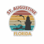 St Augustine Florida Retro Sunset Design Sticker (Voorkant)