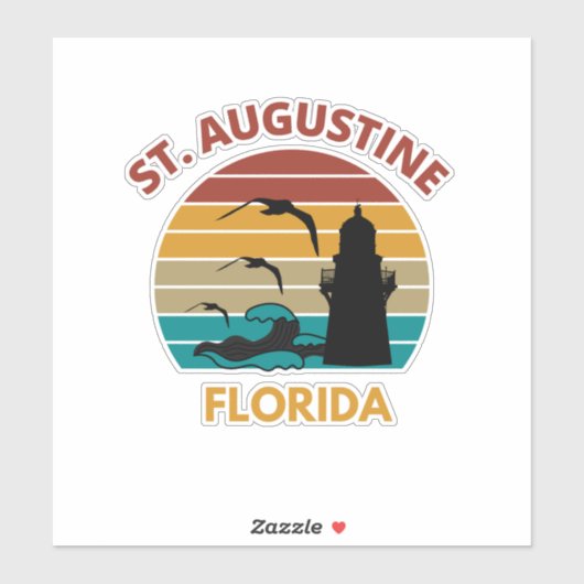 St Augustine Florida Retro Sunset Design Sticker (Vel)
