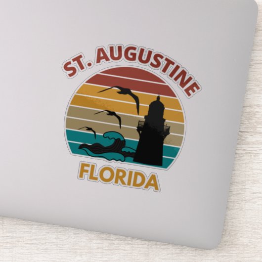 St Augustine Florida Retro Sunset Design Sticker (Detail)