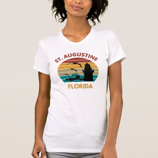 St Augustine Florida Retro Sunset Design T-shirt (Voorkant)