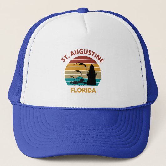 St Augustine Florida Retro Sunset Design Trucker Pet (Voorkant)