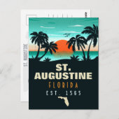 St. Augustine Florida Retro Sunset Souvenirs 60s Briefkaart (Voorkant / Achterkant)