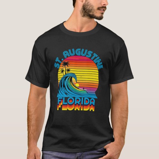 St Augustine Florida Retro Throwback Surf & Beach T-shirt (Voorkant)