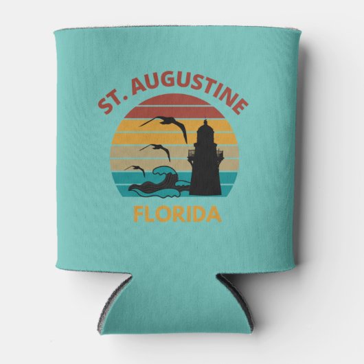 St Augustine Florida Retro Zonsondergang Ontwerp Blikjeskoeler (Voorkant)